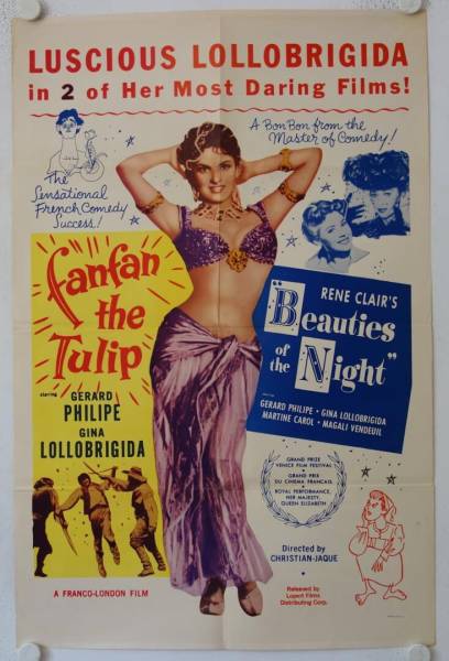 Fanfan the Tulip / Beauties of the Night Combo re-release US Onesheet movie poster