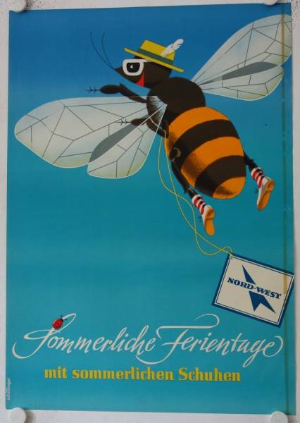 Nordwest Schuhe - Sommerliche Ferientage originales deutsches Werbeplakat