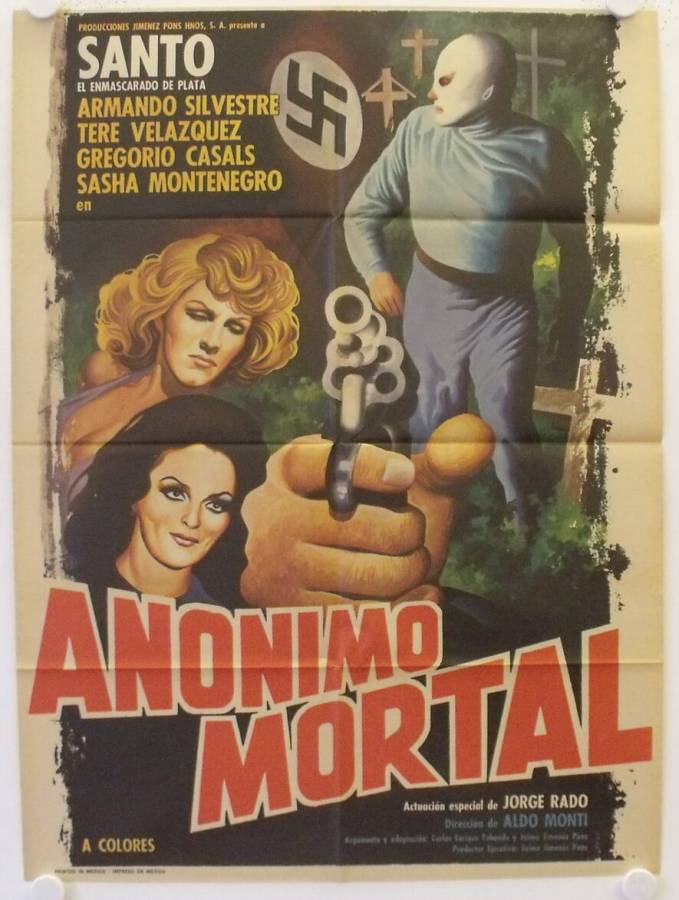Santo en Anonimo Mortal original release mexican movie poster