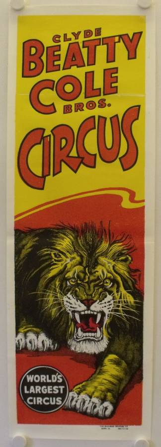 Clyde Beatty - Cole Bros. Circus #2 original vintage US circus poster