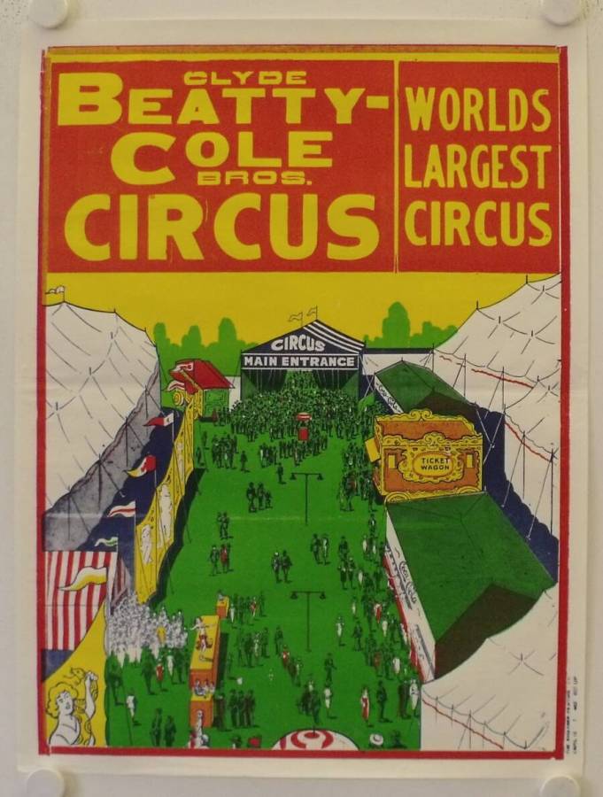 Clyde Beatty - Cole Bros. Circus #5 original vintage circus poster