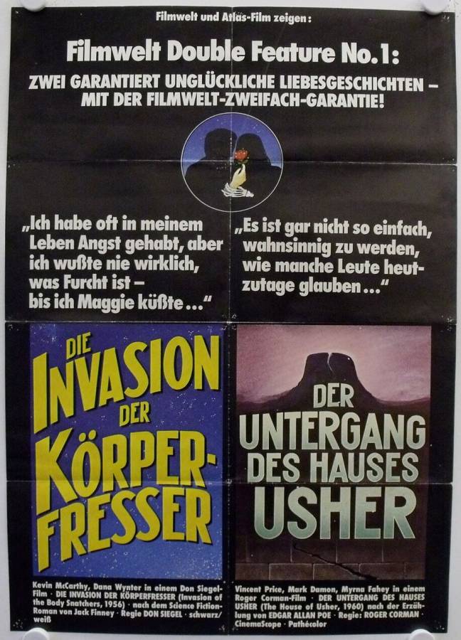 Invasion of the Bodysnatchers / House of Usher re-release german movie poster