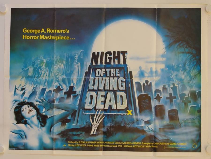 Night of the Living Dead re-release british quad movie poster