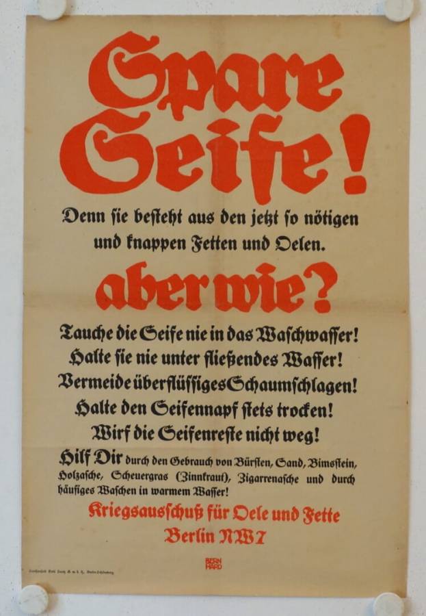 Spare Seife! originales deutsches 1. Weltkrieg Plakat