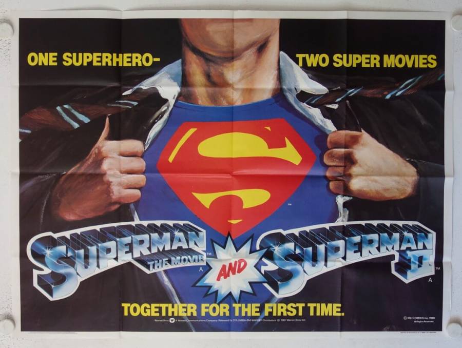 Superman / Superman 2 Combo originales British Quad Combo Filmplakat
