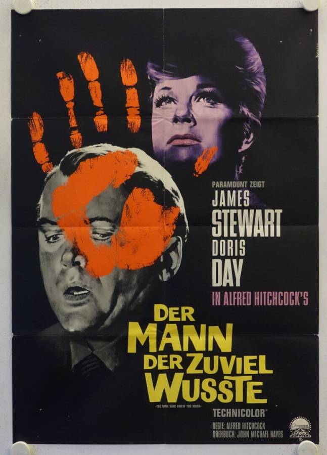 The Man who knew too much re-release german movie poster (1960s)